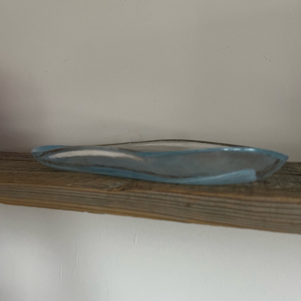 Blue swirl art glass tray platter - Picture 4 of 5
